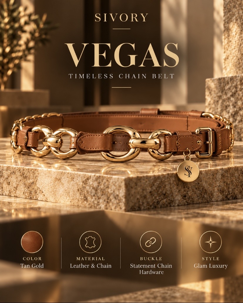 VEGAS — Taba zincir detaylı kemer